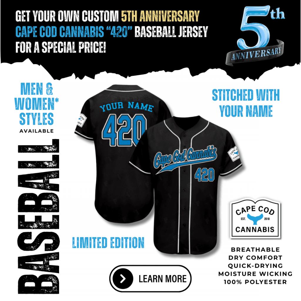 Get your own LIMITED EDITION Cape Cod Cannabis "420" Baseball Jersey ... with YOUR NAME on the back!
