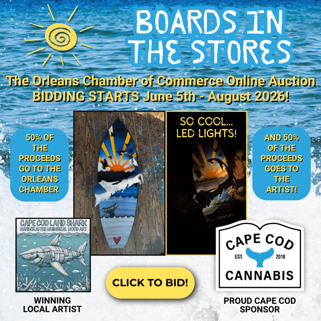 Stop by to check out or bid on our sponsored Boards in the Stores 2026 to be auctioned off from June 5th - August 19, 2026. Cape Cod Cannabis in Wellfleet proudly supports our local community.