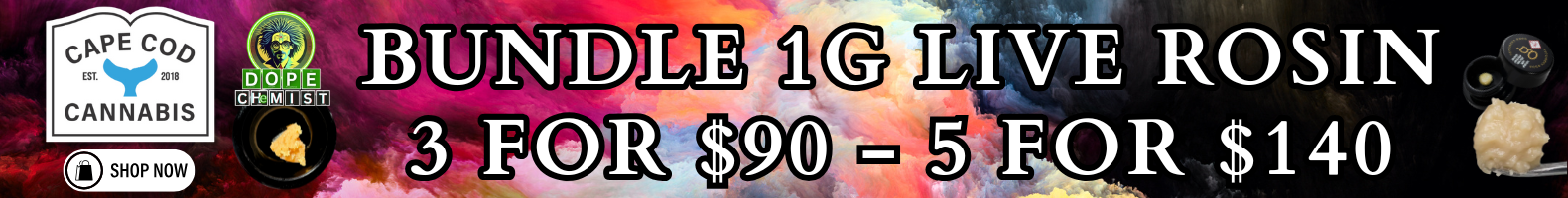 Bundle 1g Live Rosin and save at Cape Cod Cannabis in Wellfleet, MA!